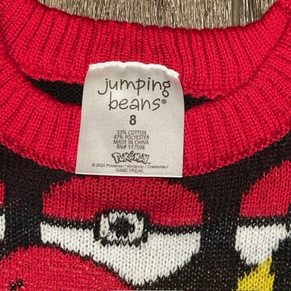 Jumping Beans: Pokemon (Winking Pikachu) Christmas Knitted Kids Sweater Sz 8 NWT - Picture 3 of 4